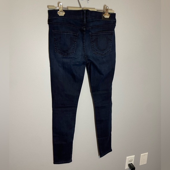 True Religion Halle Super Skinny Midrise Dark Wash Denim Designer Jeans 27” - Picture 2 of 7